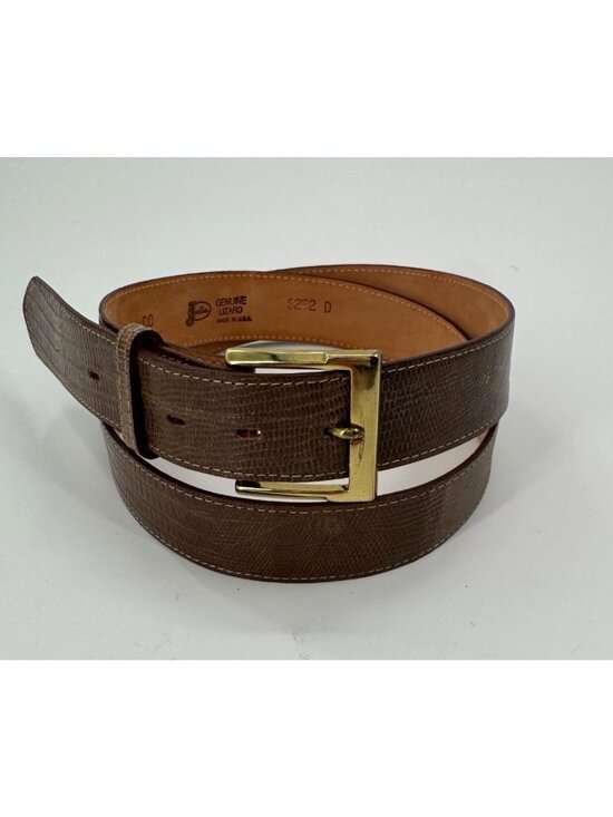 Justin Other - Justin Mens Genuine Lizard Leather Belt Brown Size 44 With Gold-Tone Buckle Made